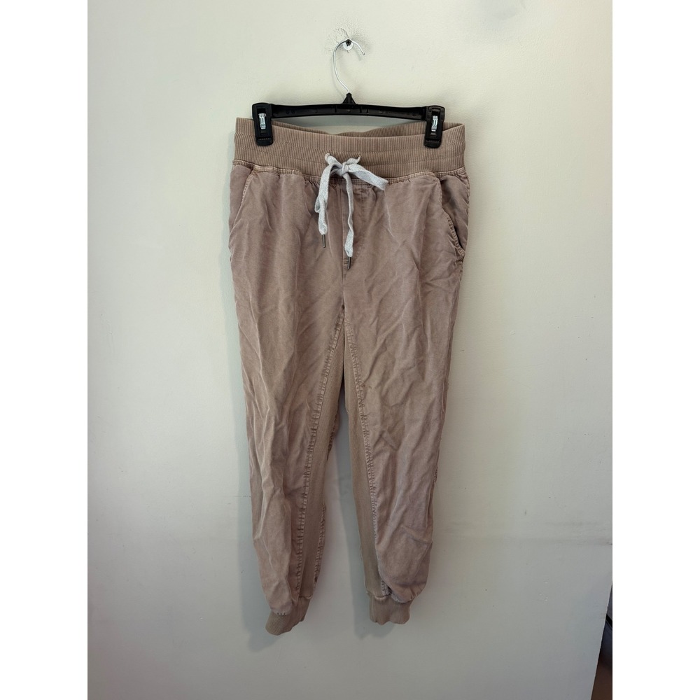 Aerie Women Jogger Pants Small Taupe Mauve Ribbed Waist Drawstring Joggers
